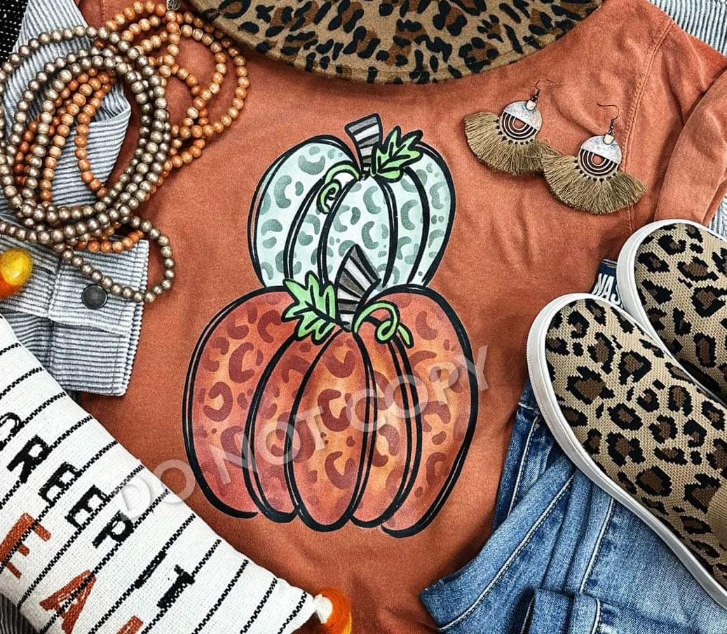 Leopard Pumpkins Stacked