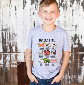 God Says I Am Kids Tee (multiple designs)