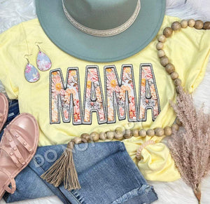 Mama (floral bubble letters)