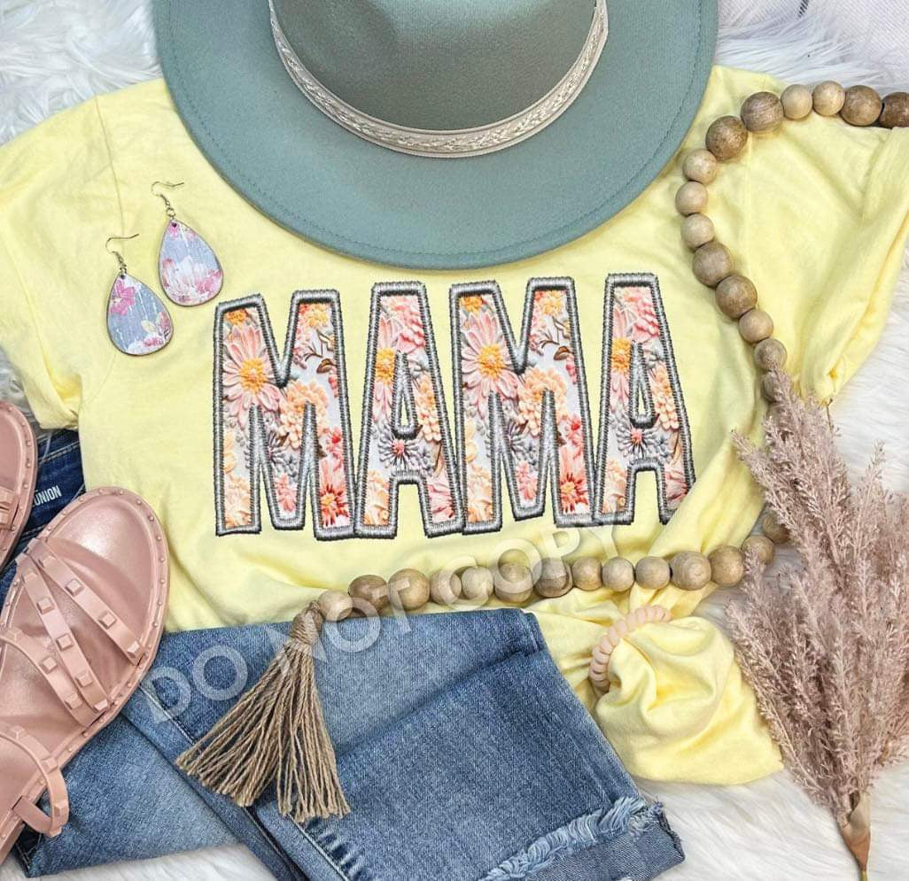 Mama (floral bubble letters)