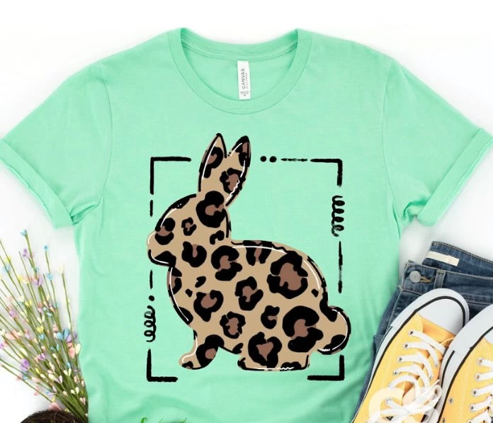Leopard Easter bunny tee