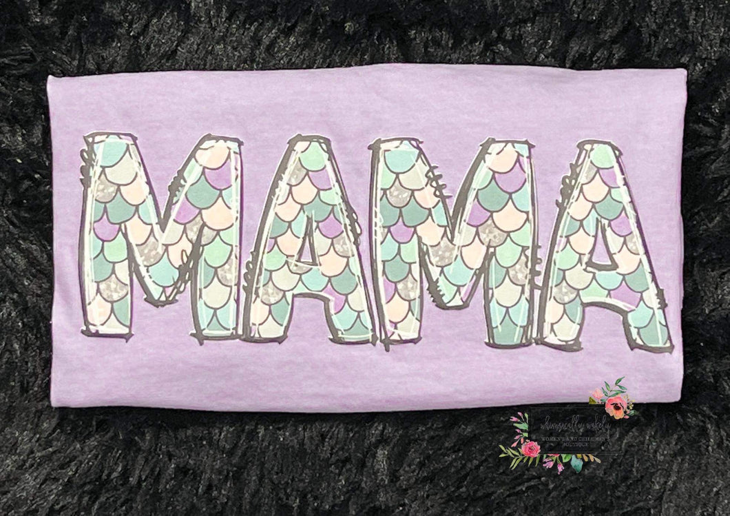 Mama (mermaid bubble letters)