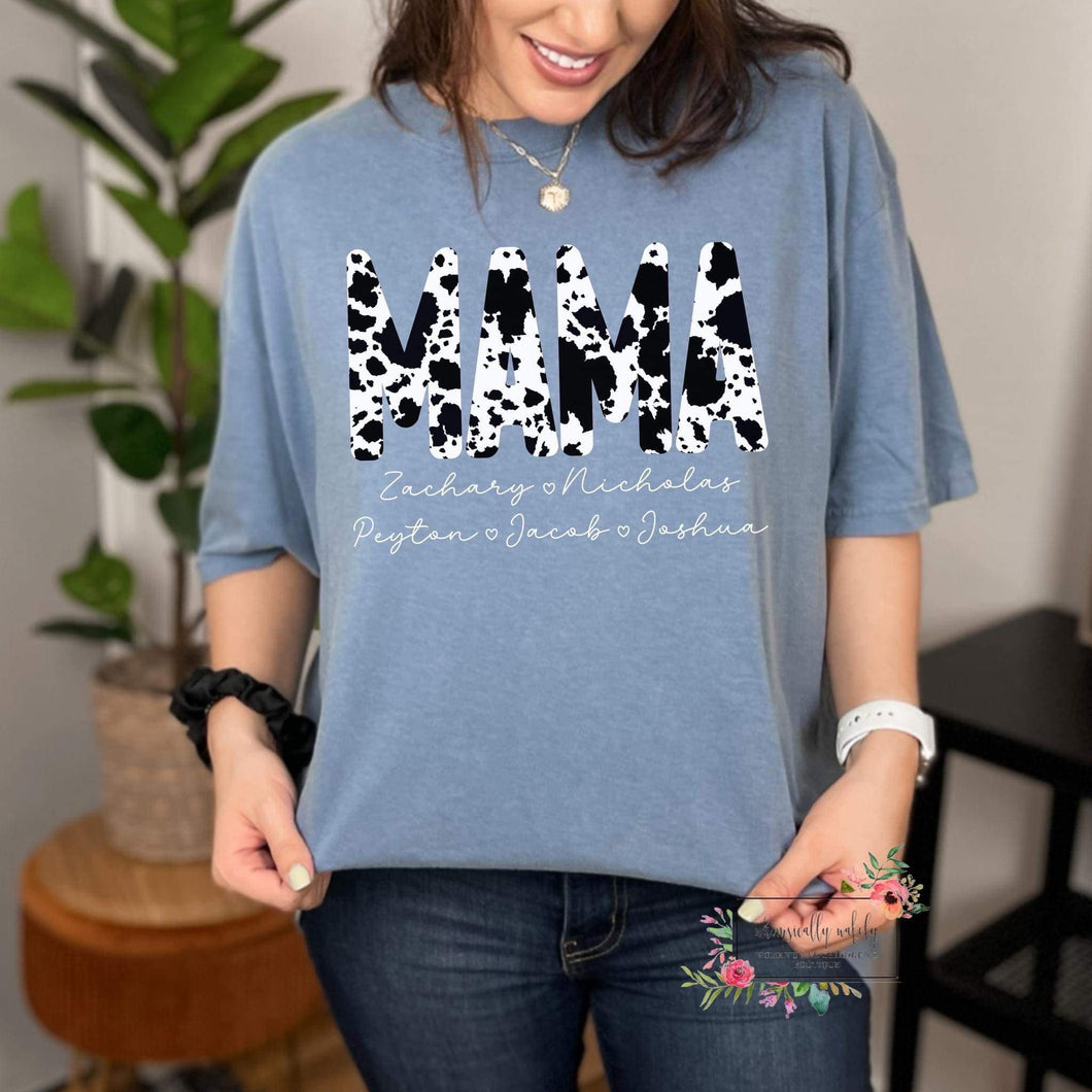 Customizable Mama Tee (cow print)