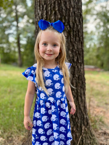 Blue helmet dress