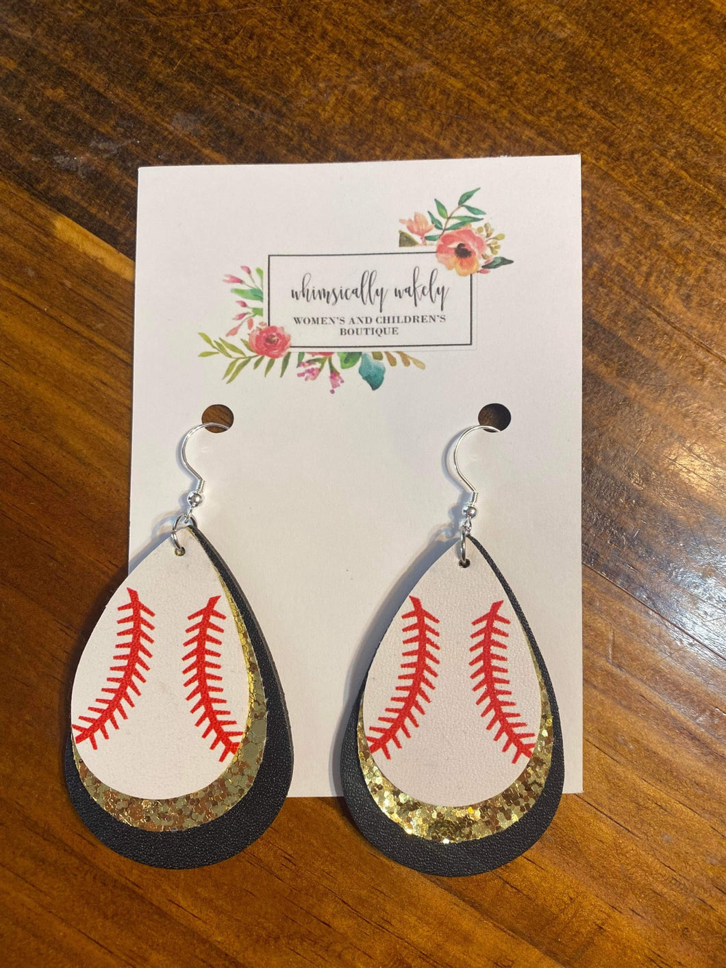 Baseball Gold Sequin Earrings