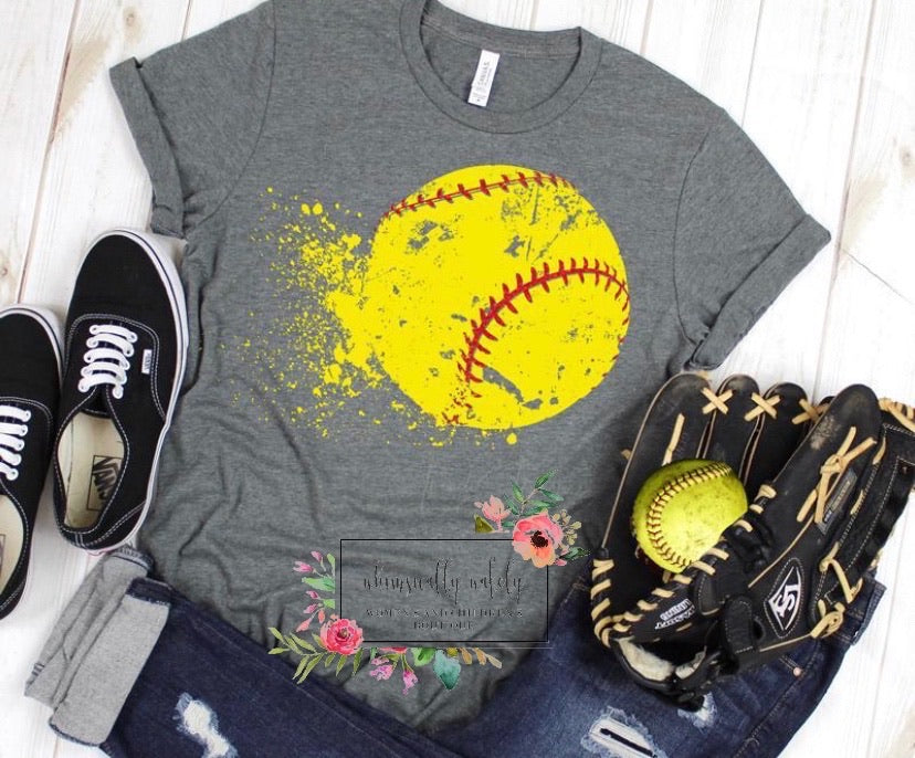 splattered softball tee