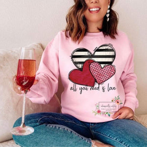 All you need is love mixed print hearts