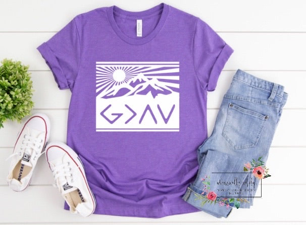 God is greater than the highs and the lows (mountains)