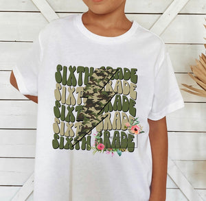 Camo lightening grade tees  (Pre-k thru 6th)