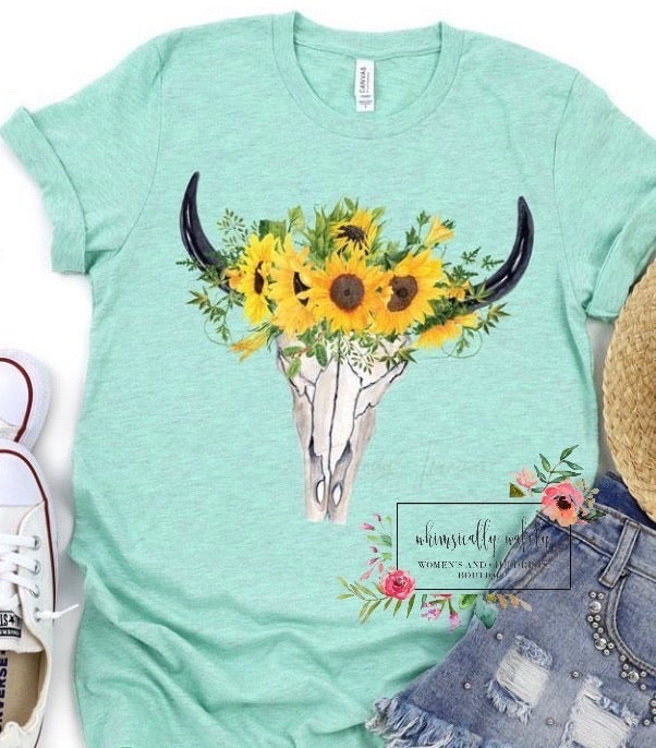 Sunflower skull tee