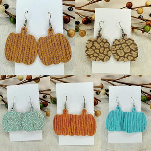 Genuine leather pumpkin earrings (in stock)