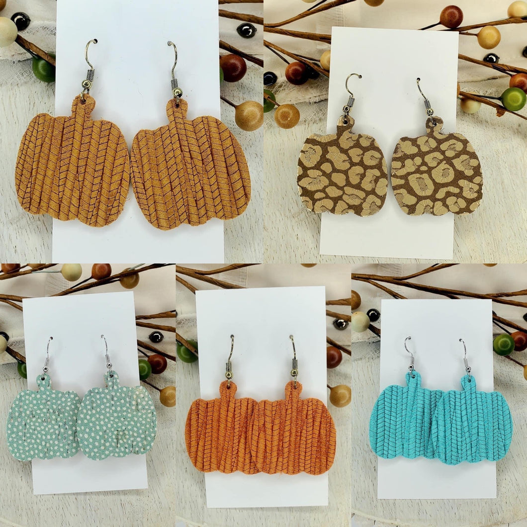 Genuine leather pumpkin earrings (in stock)