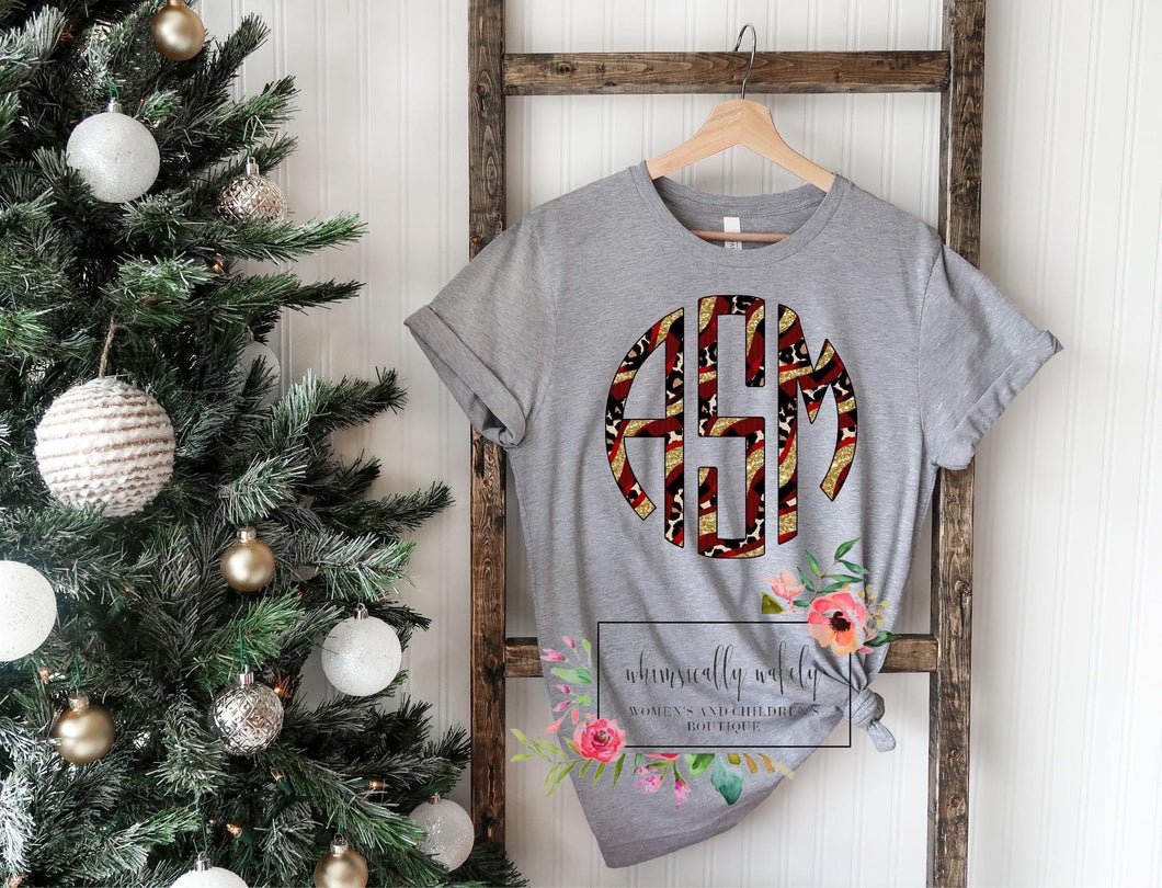 Plaid/leopard monogram