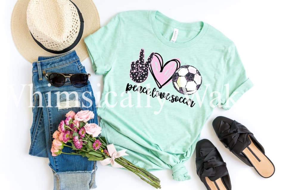 Peace,Love,Soccer (tank or tee)