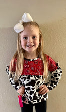 Load image into Gallery viewer, Cow Print Ruffle Top
