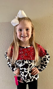 Cow Print Ruffle Top