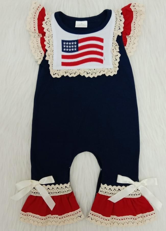 Embroidered patriotic romper