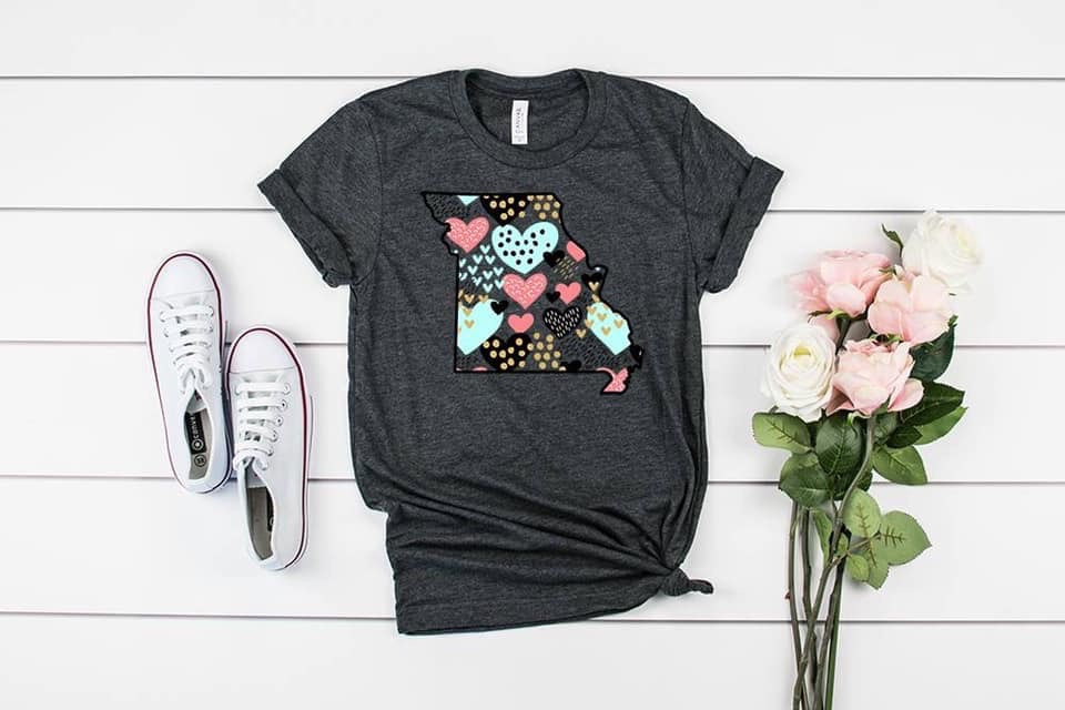 Custom state heart tee (can be done in ANY state)
