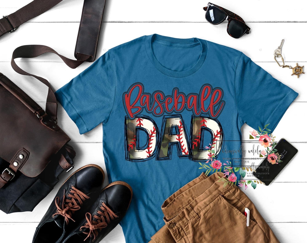 Baseball Dad with stitched and camo letters