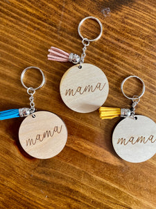 Mama engraved keychains (various designs)