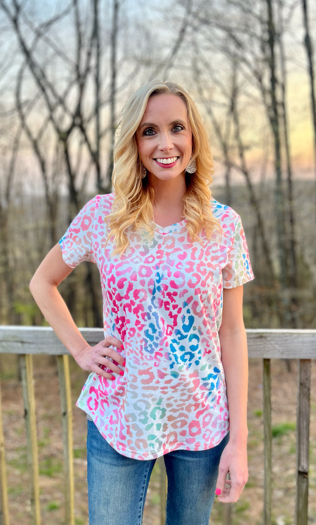 Rainbow leopard top
