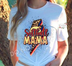 Softball Mama (leopard lightning bolt)