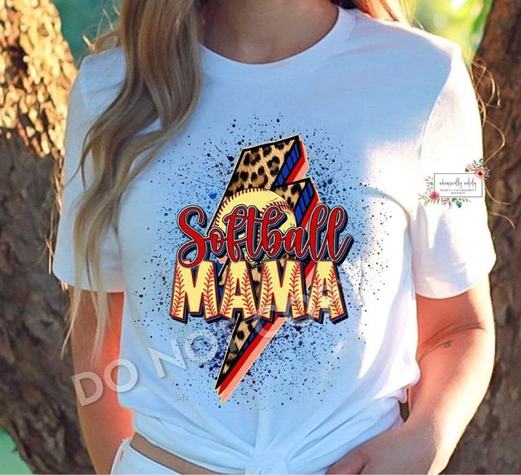 Softball Mama (leopard lightning bolt)