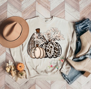 Leopard,cow print,tan pumpkin tee