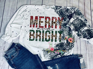 Merry and Bright Bleached Leopard Sweatshirt