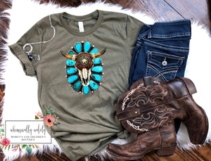 Turquoise skull tee