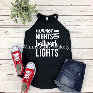 Summer nights and ballpark lights (tank or tee)