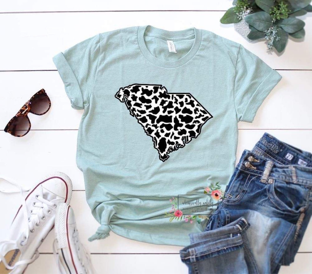 Customizable Cow Print State Tee