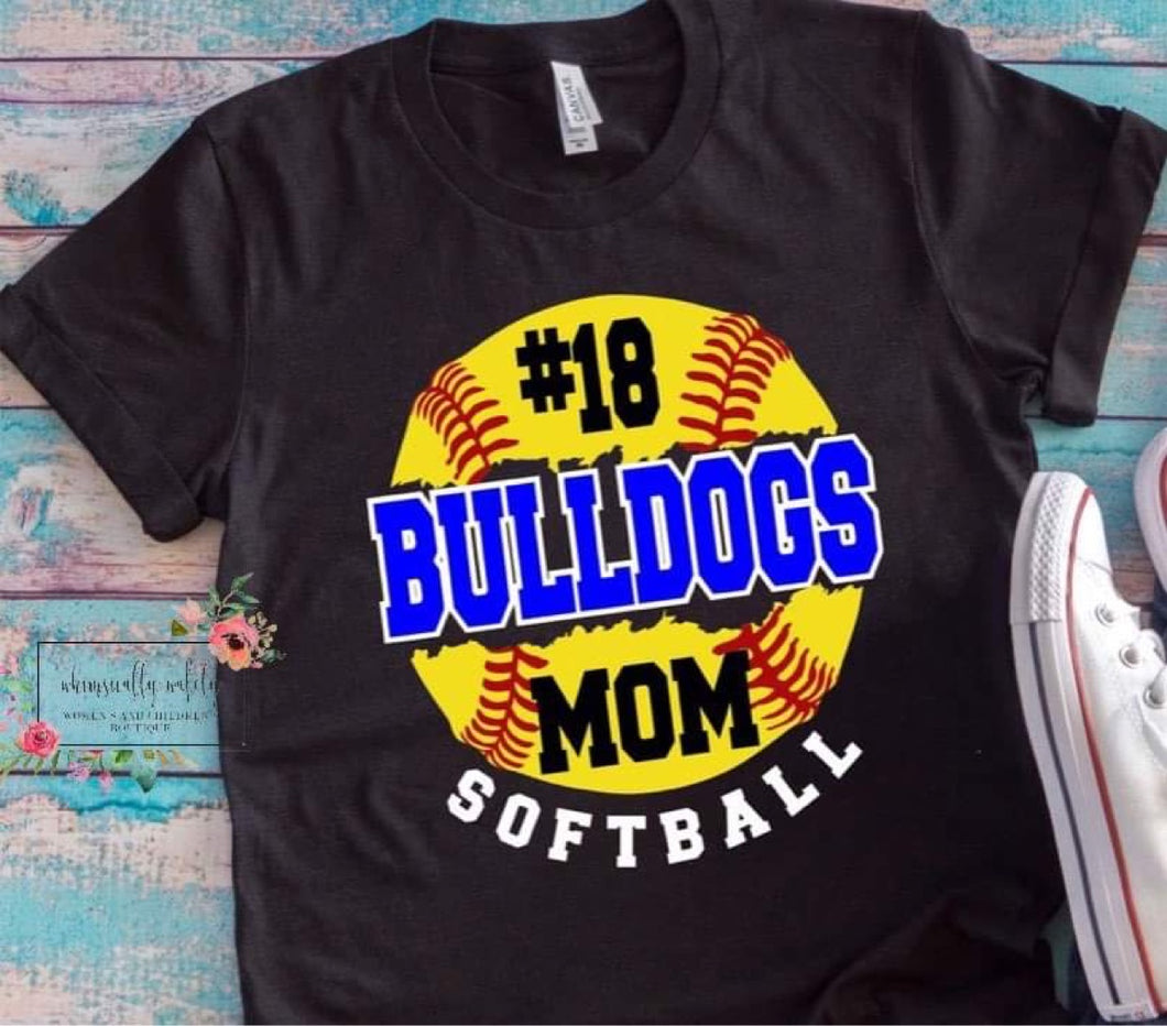 Customized softball school and number