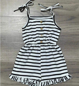 Black/White Striped Romper