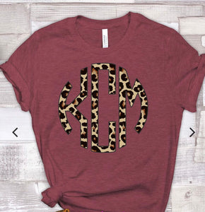 Leopard monogram tee