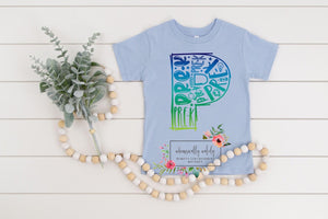 Watercolor grade tee (available in pre-k through 8th grade)