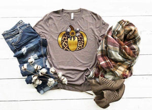 Gold and leopard pumpkin tee