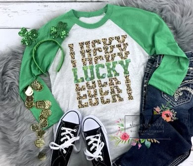 Leopard lucky word tee