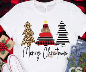 Merry Christmas Mixed Print Trees