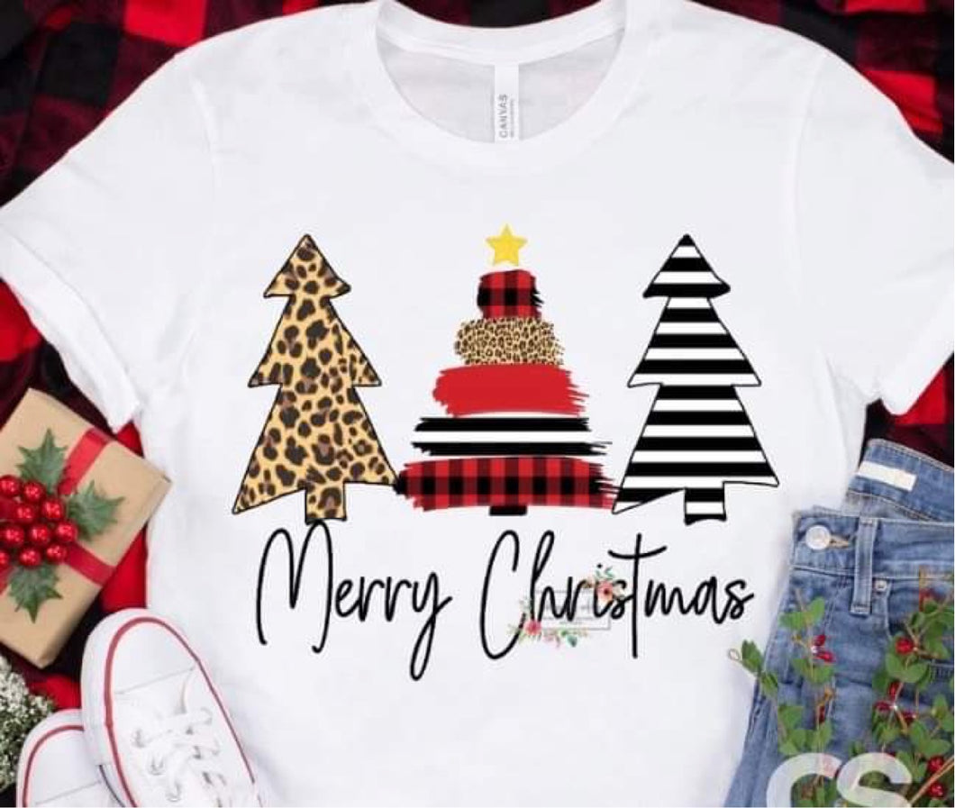 Merry Christmas Mixed Print Trees
