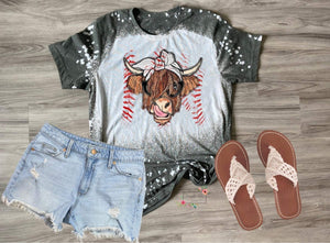 Cow baseball bleached tee
