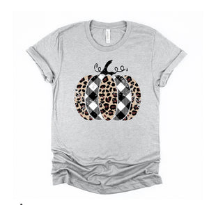 Plaid and leopard pumpkin tee