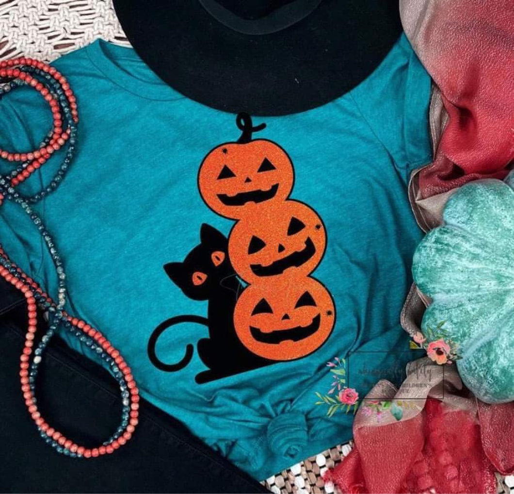 Cat and pumpkins
