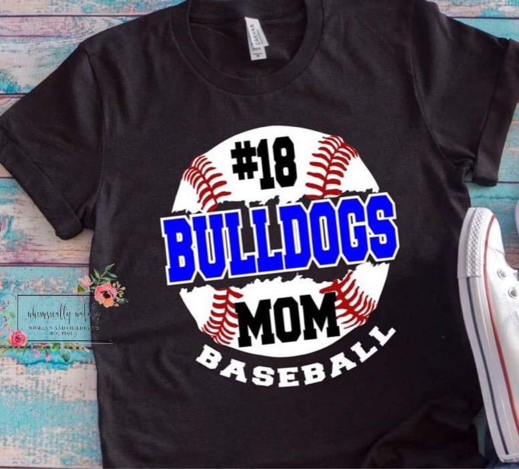 Customized baseball school and number