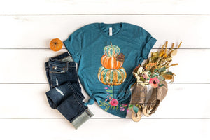 Turquoise stacked pumpkin tee