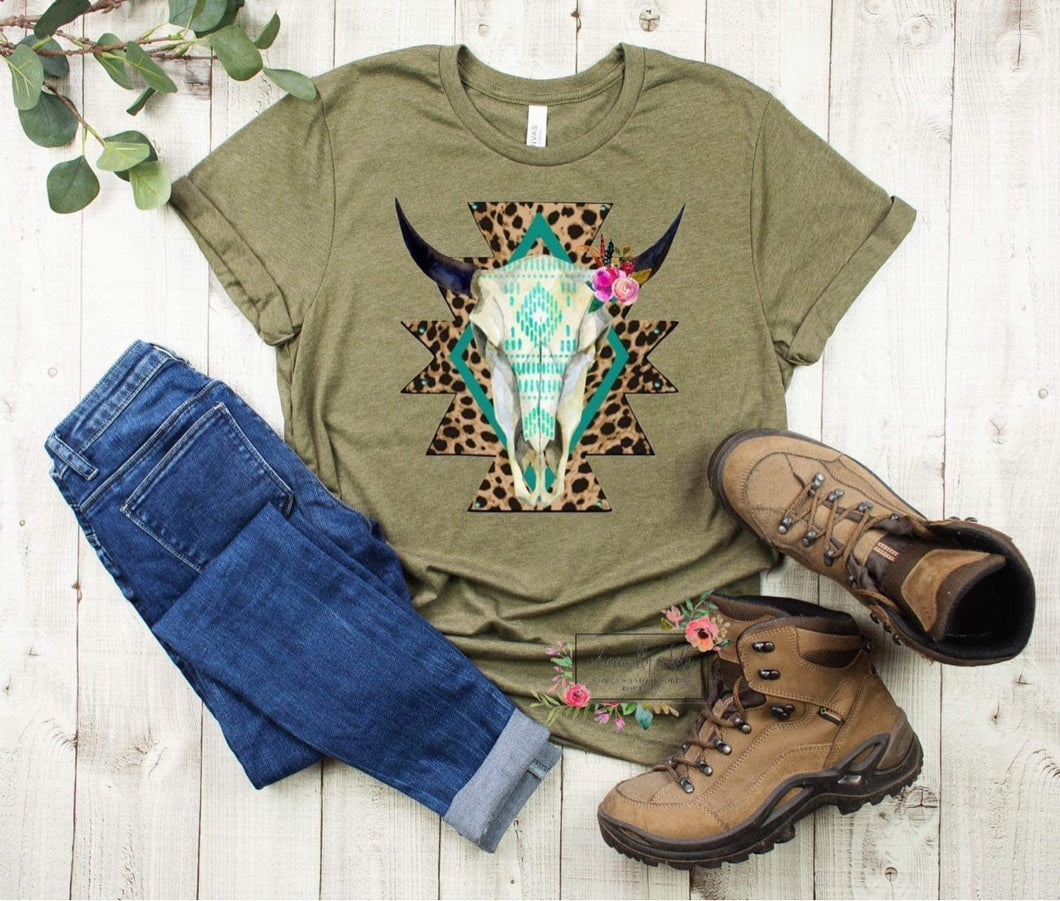 Leopard Western Bull Skull
