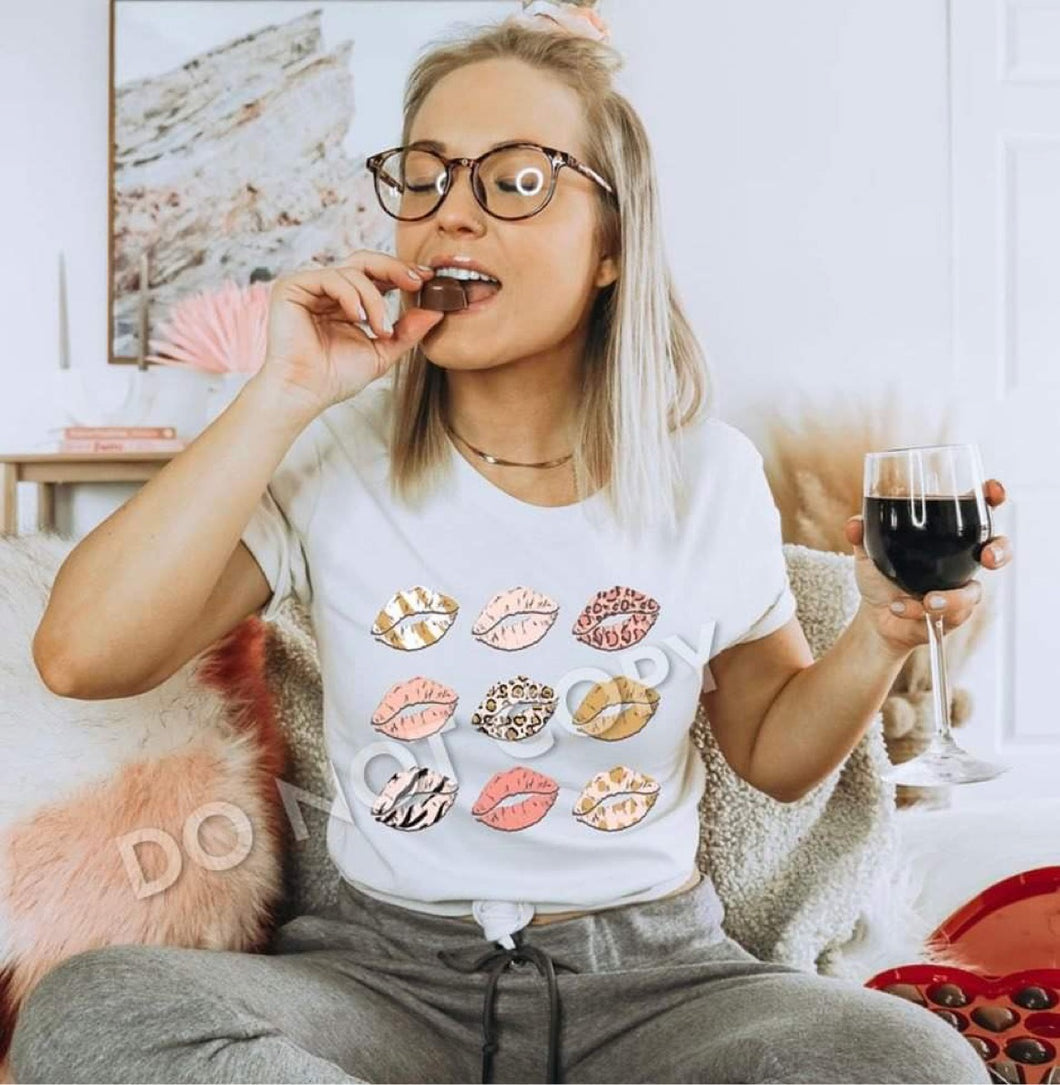 Mixed Print Lips Tee