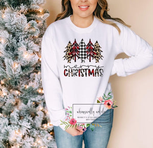Merry Christmas leopard and plaid trees