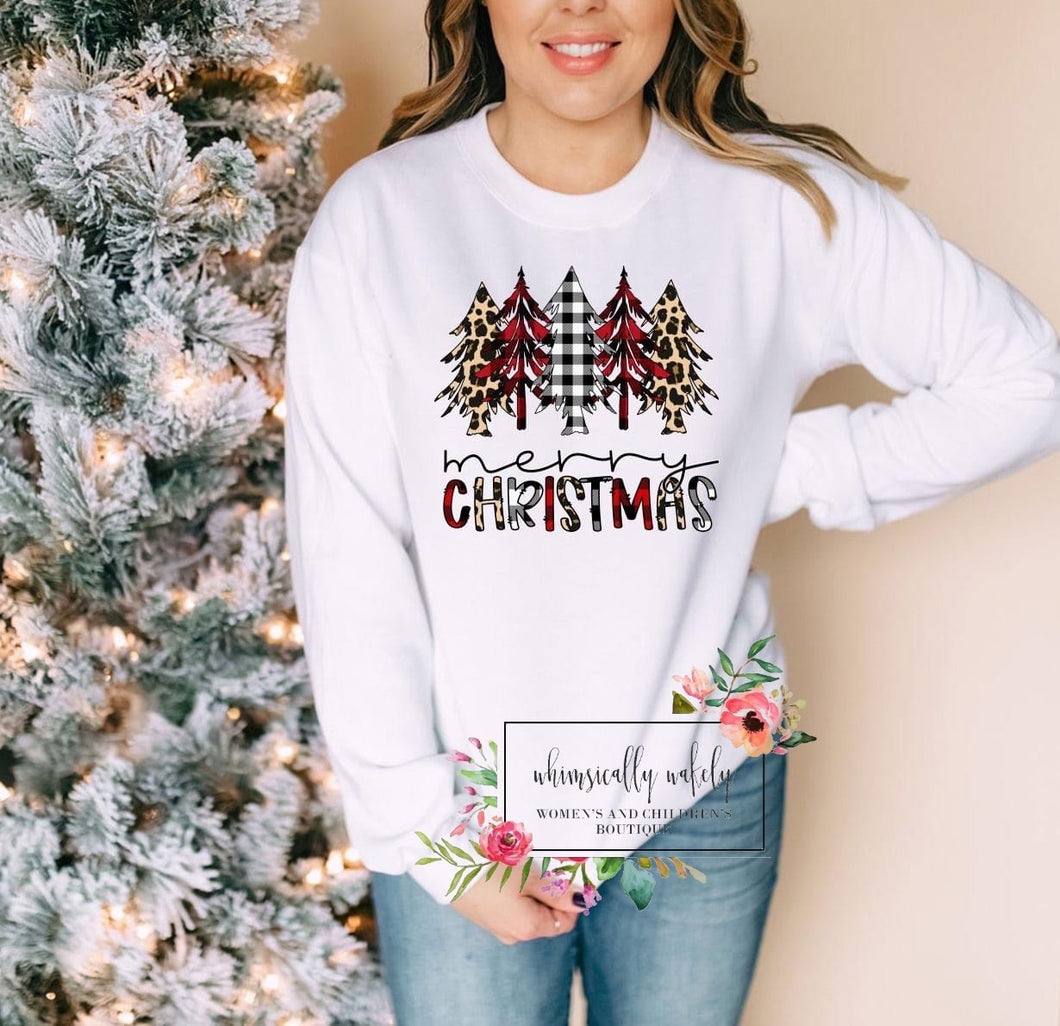 Merry Christmas leopard and plaid trees