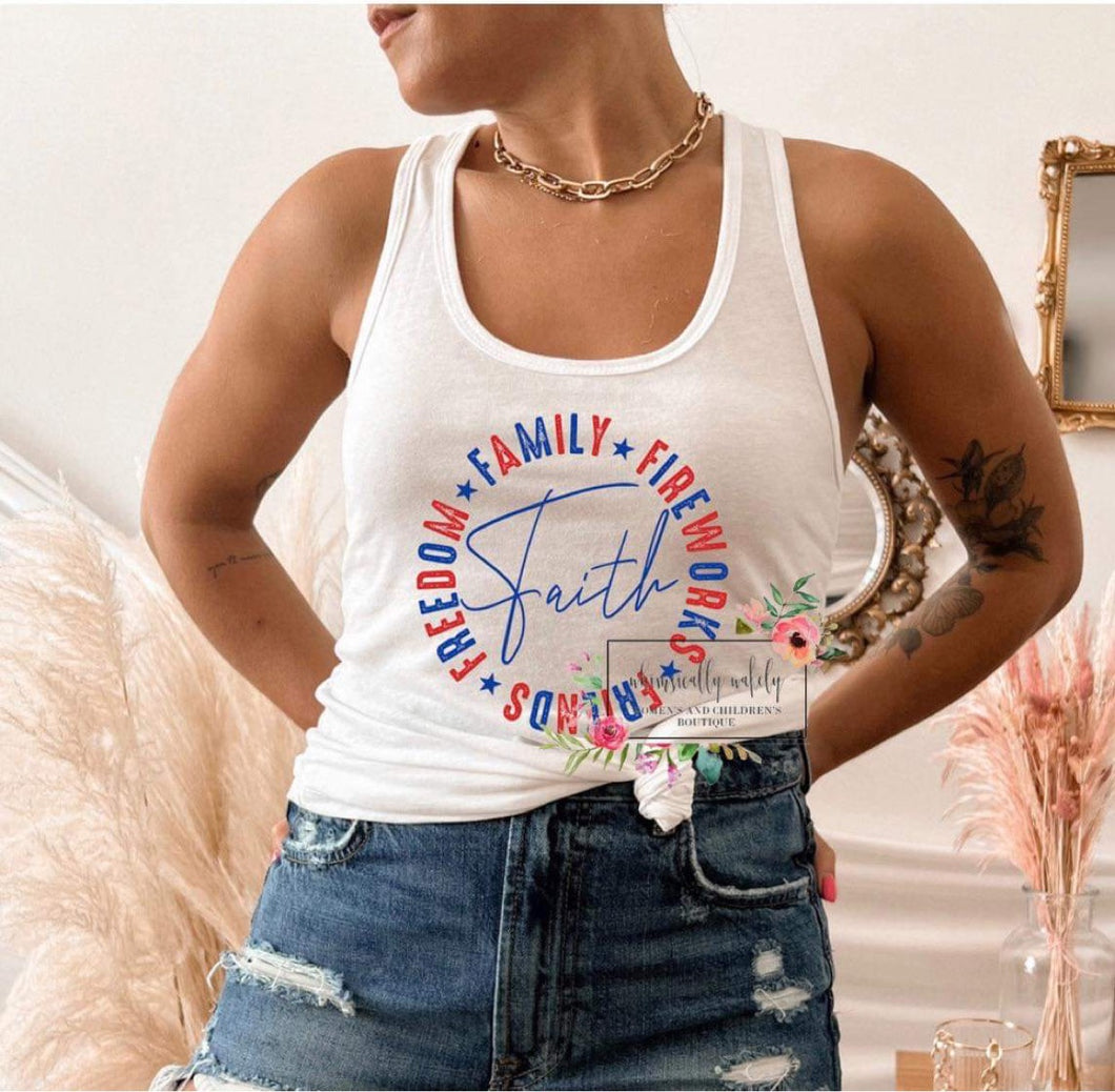 Red White and Blue Faith Tee